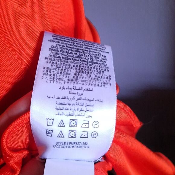 BCBG Max Azria Asymmetrical Bodycon Cutout Dress Red-Orange Shimmer Size XXS - Picture 16 of 16